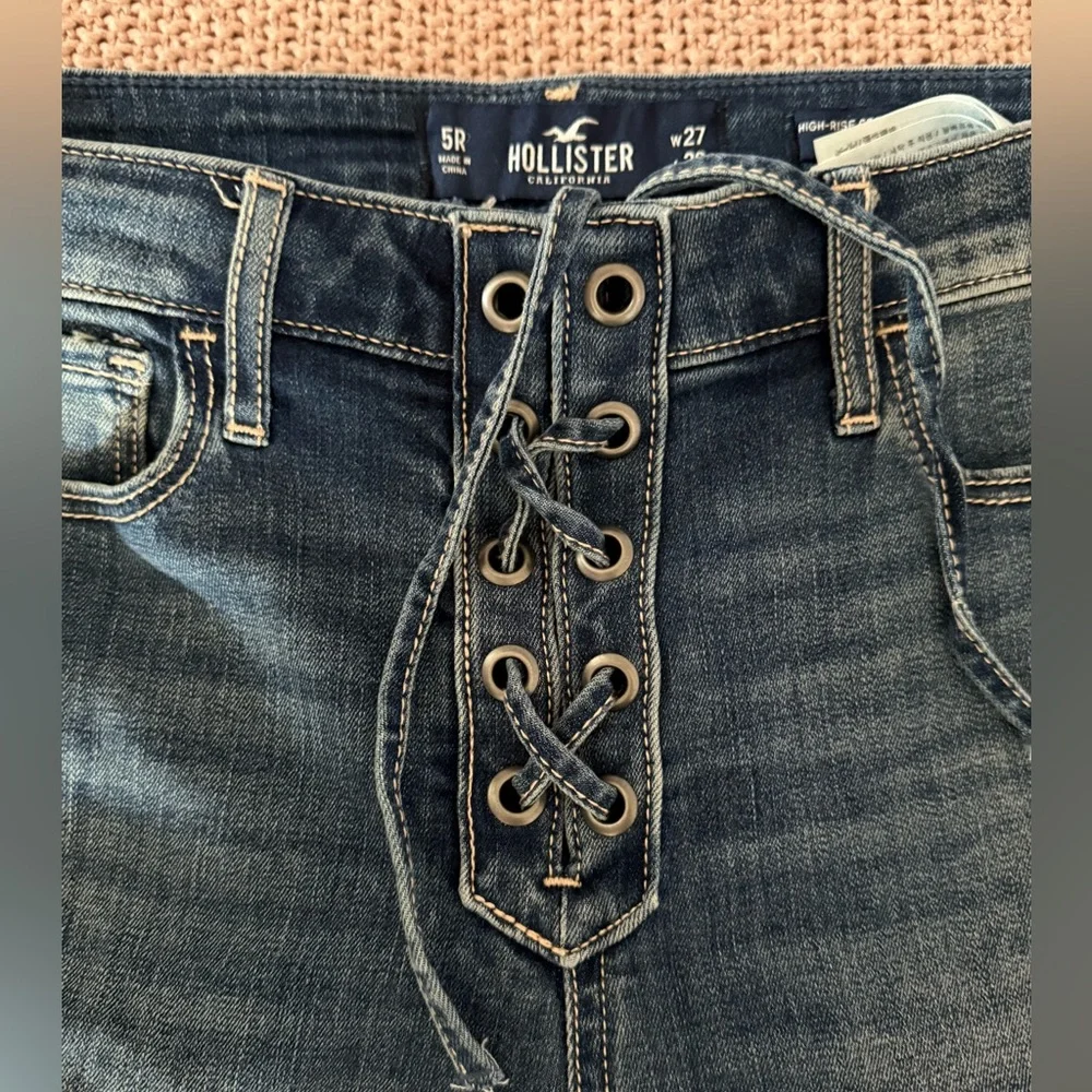 Hollister High Rise Crop Skinny Jeans Women's 5R Blue Denim Casual - Picture 5 of 5